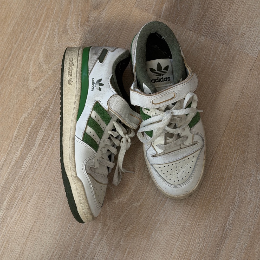 Adidas White and Dark Green Sneakers